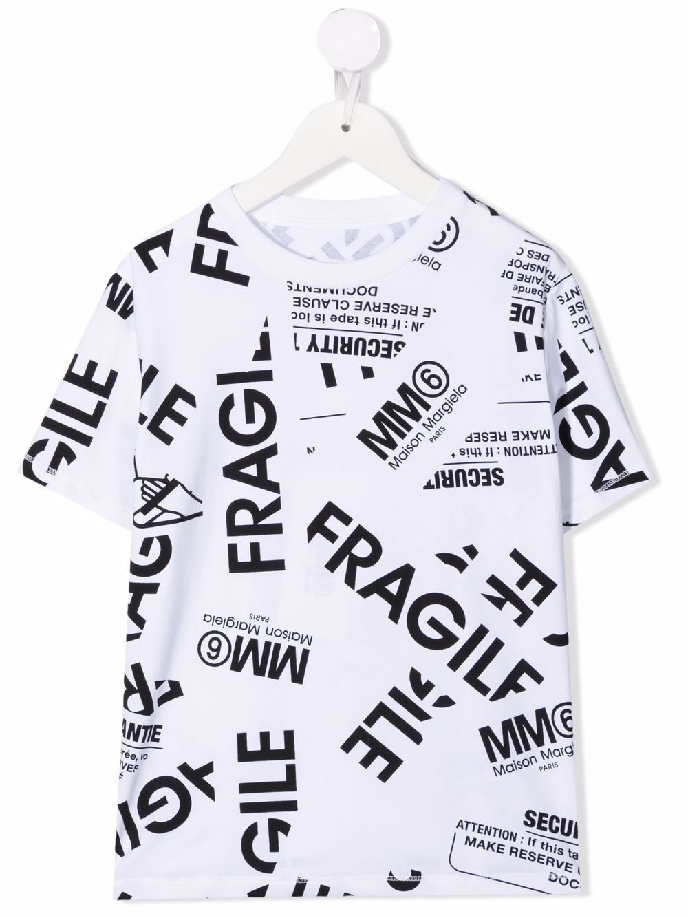 Fragile-print stretch-cotton T-shirt - White