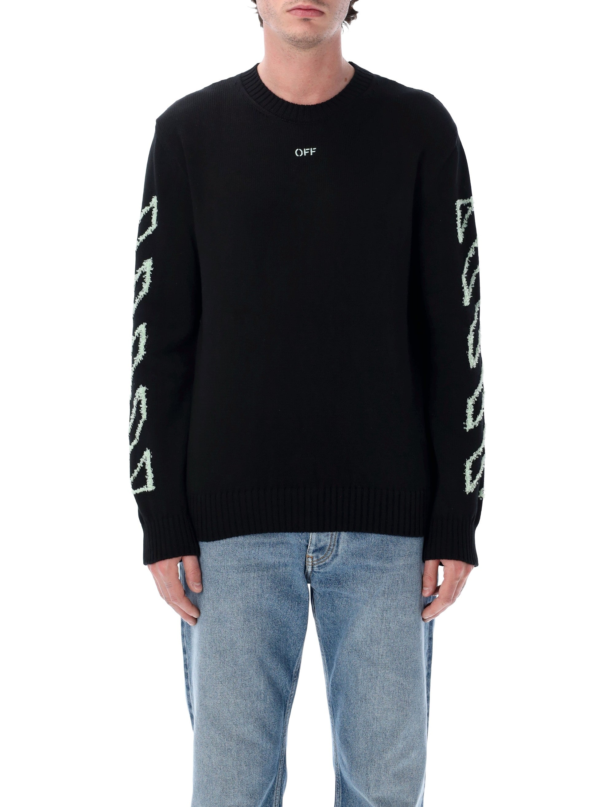 Minimal Graphic Knit Sweatshirt - Relaxed Fit, Size L