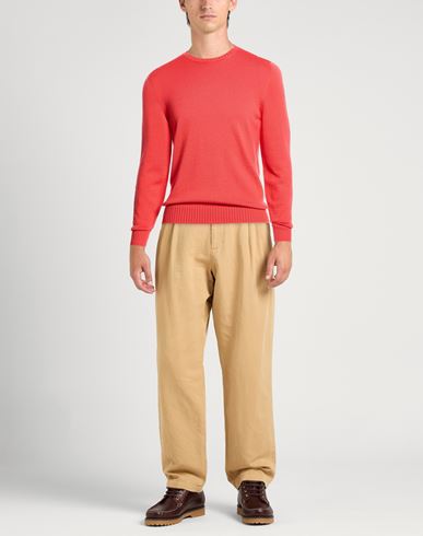 Man Sweater Tomato red Size 40 Merino Wool