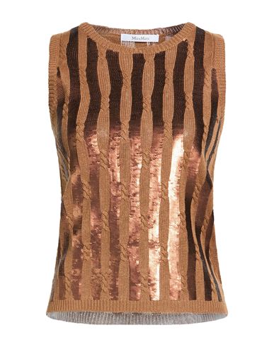 Woman Sweater Camel Size XS Linen