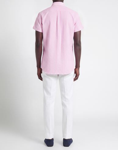 Man Shirt Pink Size L Cotton, Elastane