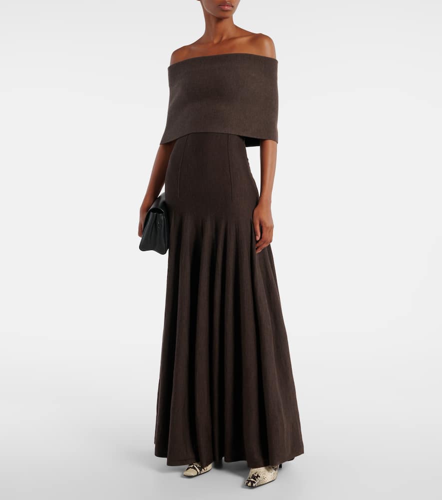 Ava off-shoulder wool-blend maxi dress