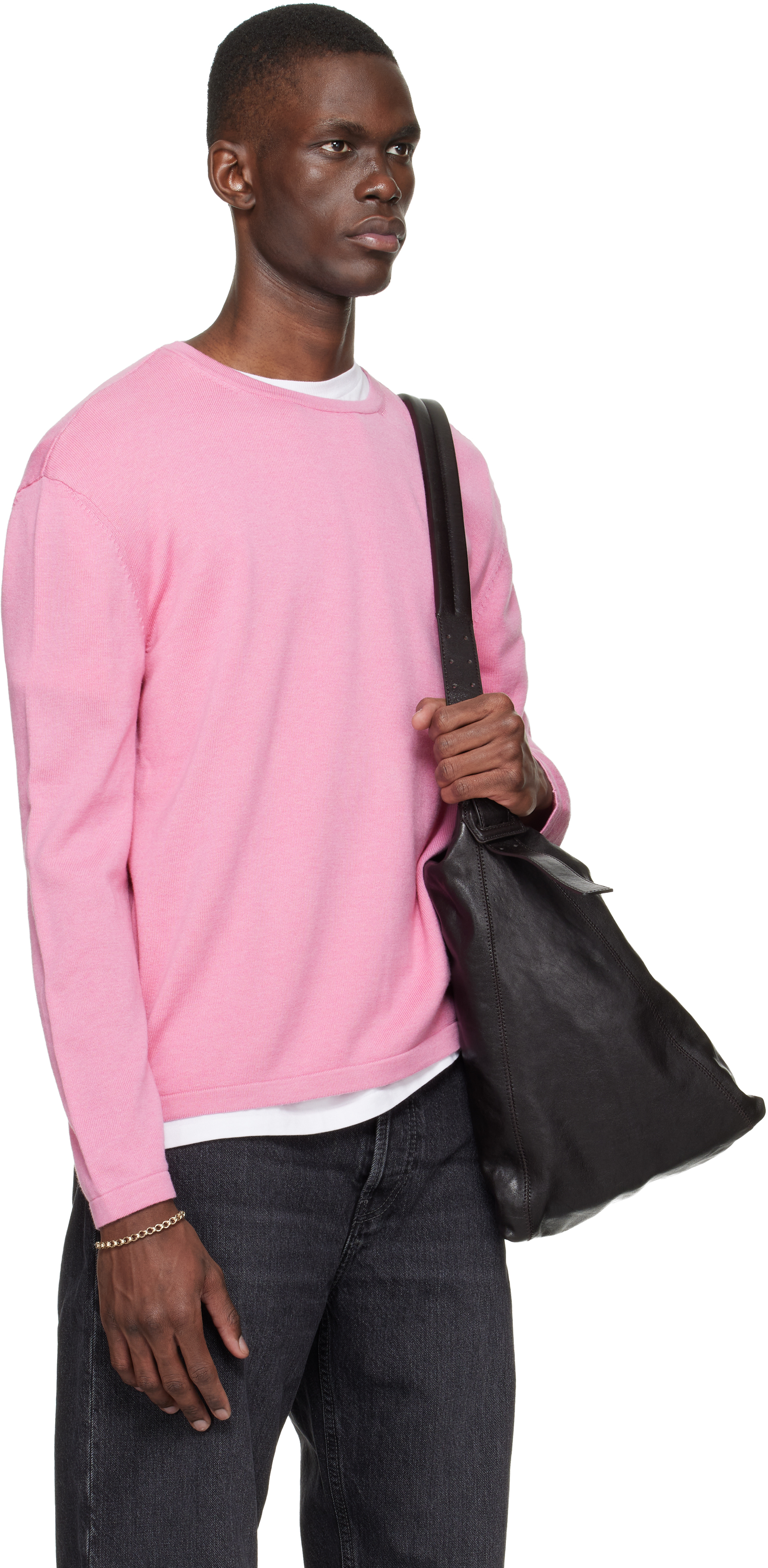 Pink Long Sleeve Crewneck T-shirt