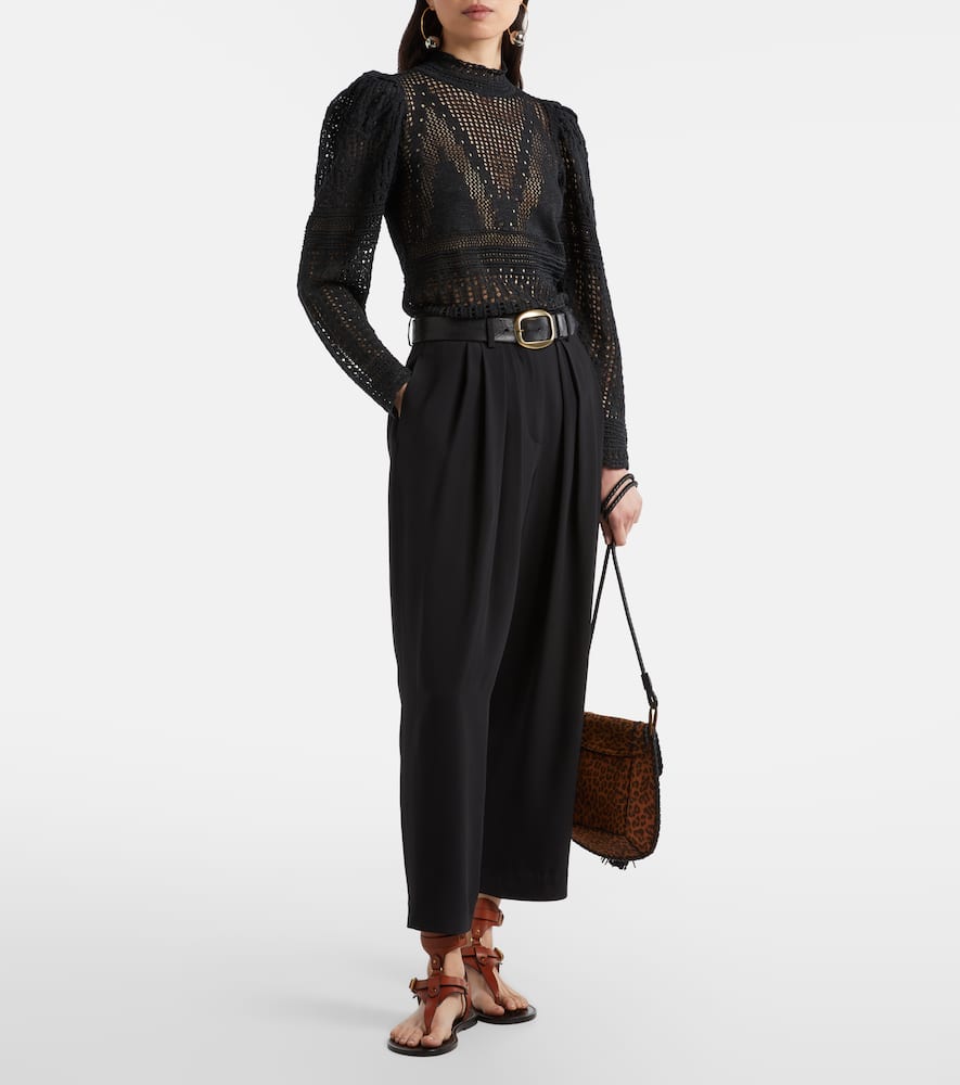 Janice high-rise crêpe wide-leg pants