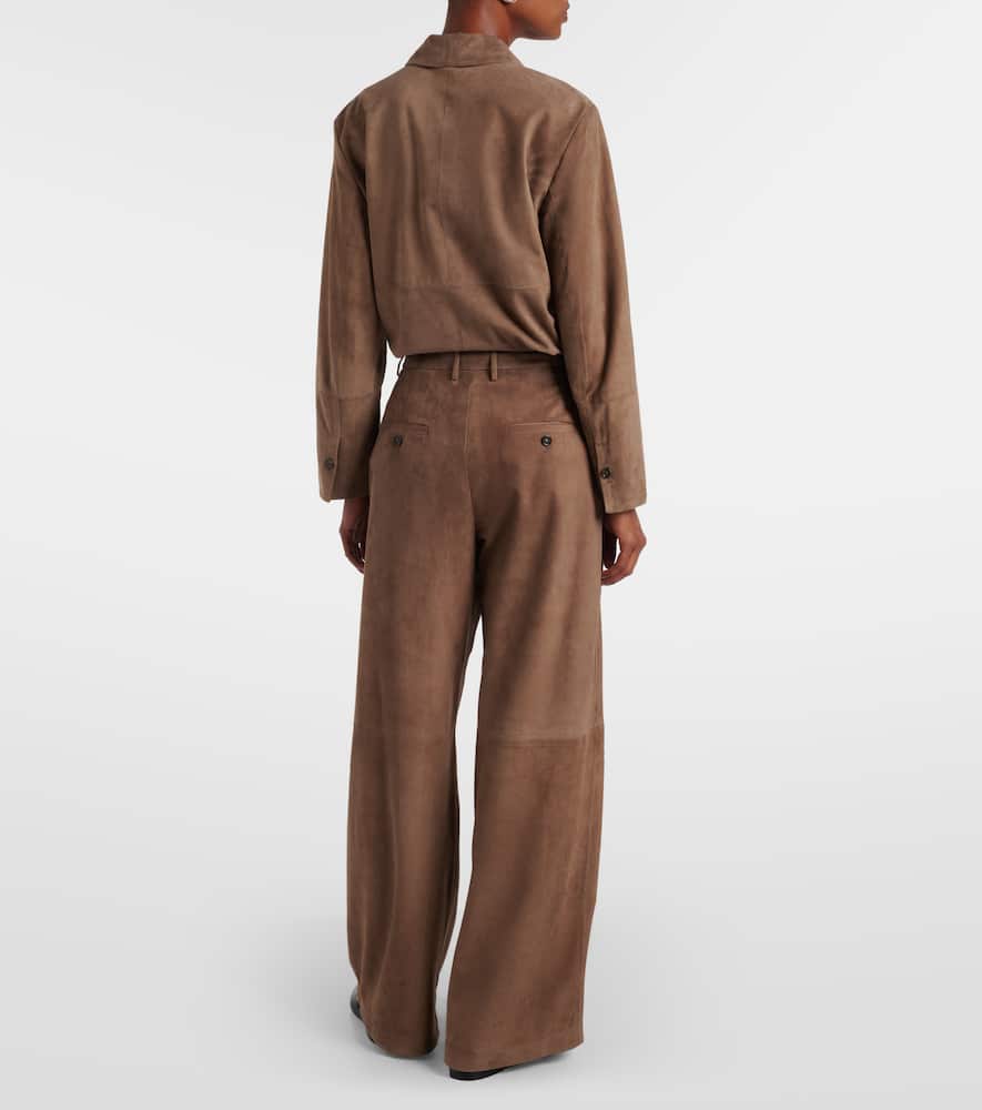 Brando high-rise suede wide-leg pants