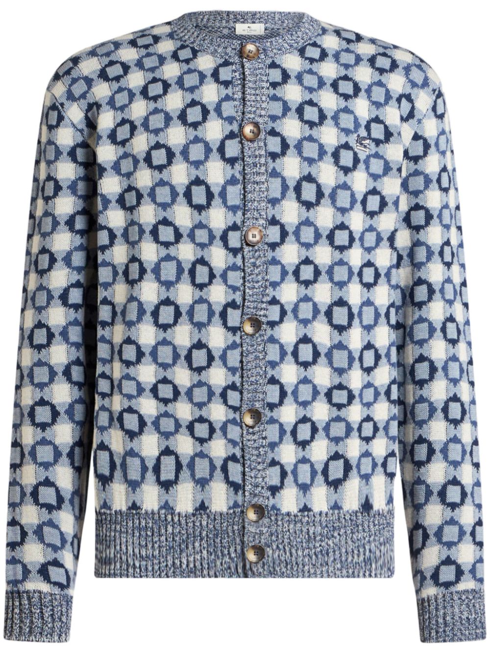 Patterned-jacquard cardigan - Blue