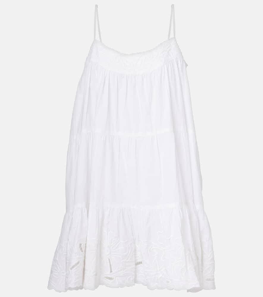Embroidered cotton poplin slip dress