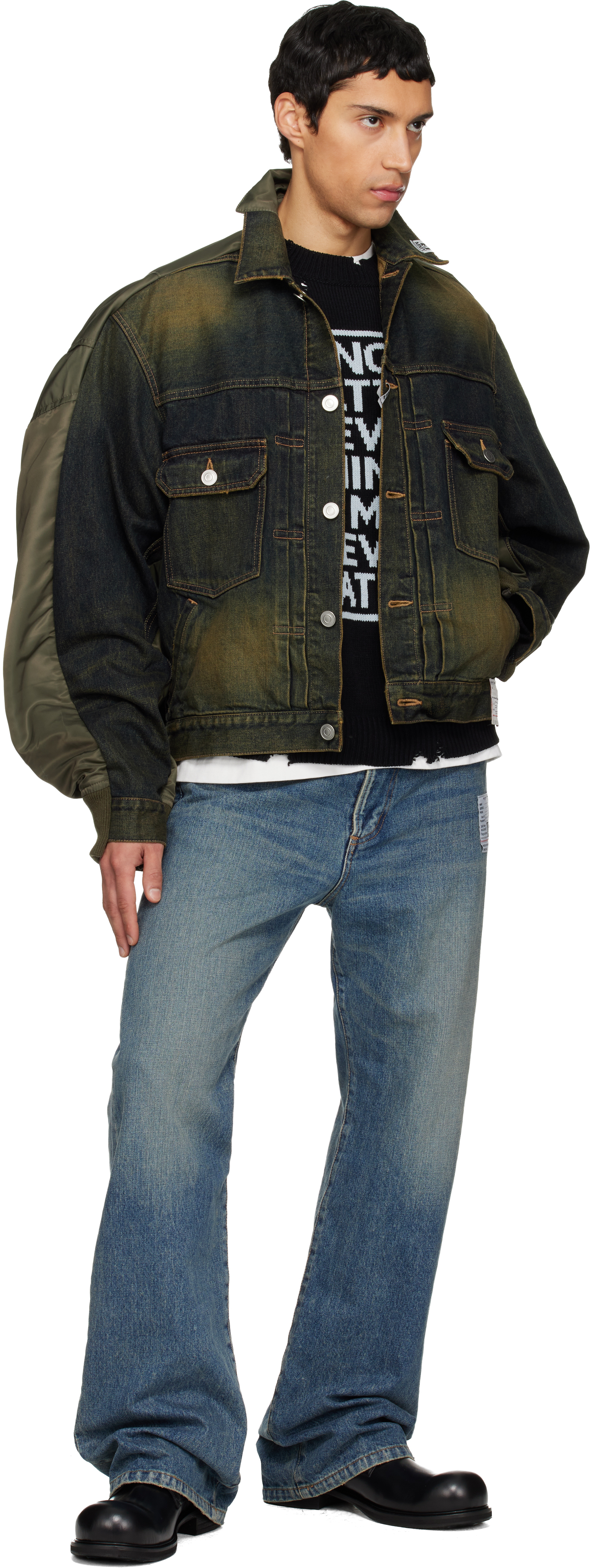 Khaki & Navy Front Back Combined Denim Jacket