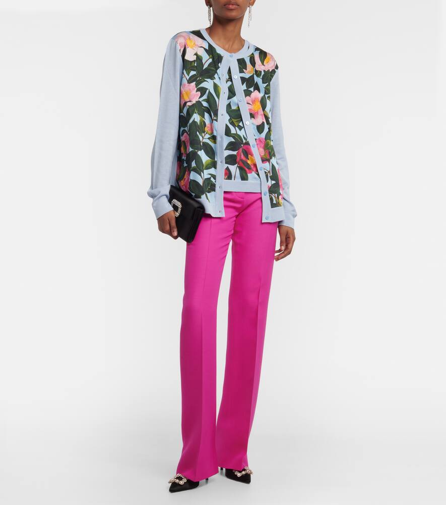 Printed silk-trimmed cardigan
