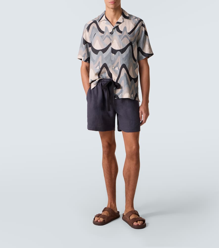 Roberto printed linen bowling shirt