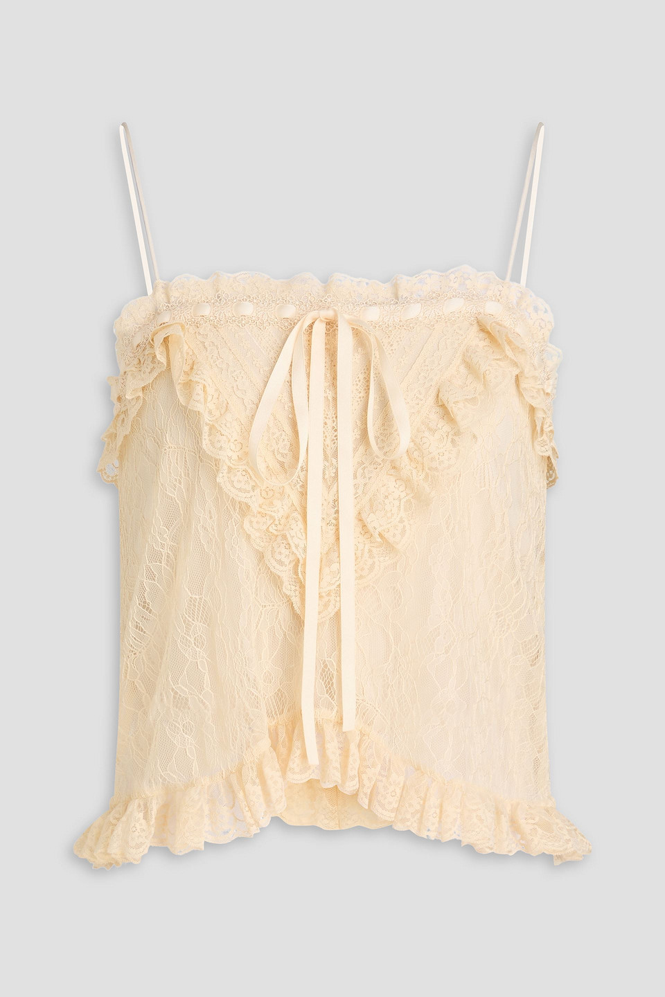 Alice Olivia - Alessia cropped ruffled corded lace top - White - US 0