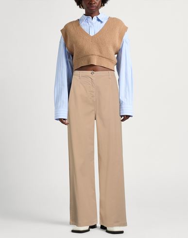 Woman Pants Camel Size 6 Cotton, Elastane
