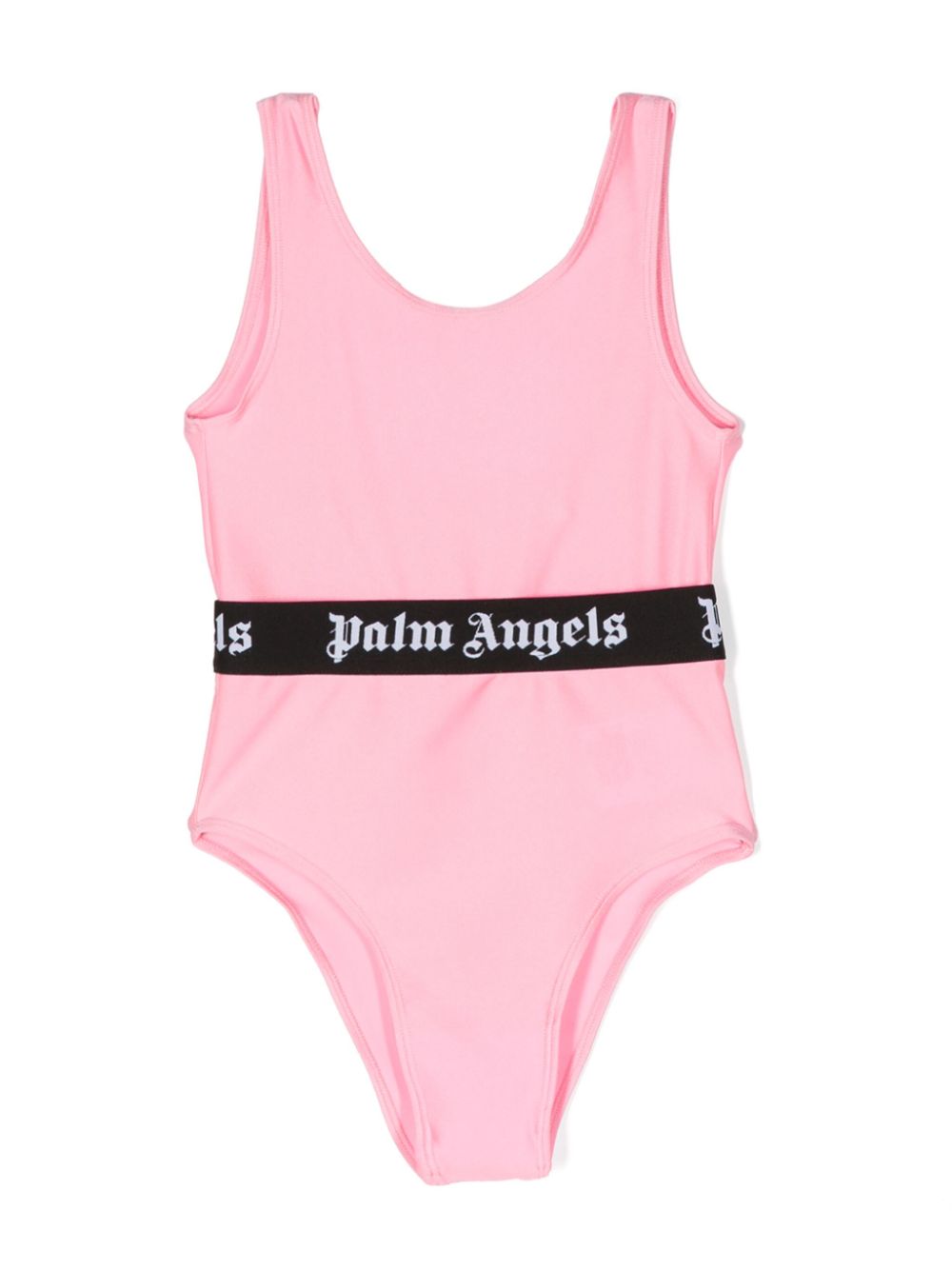 Logo-waistband scoop swimsuit - Pink