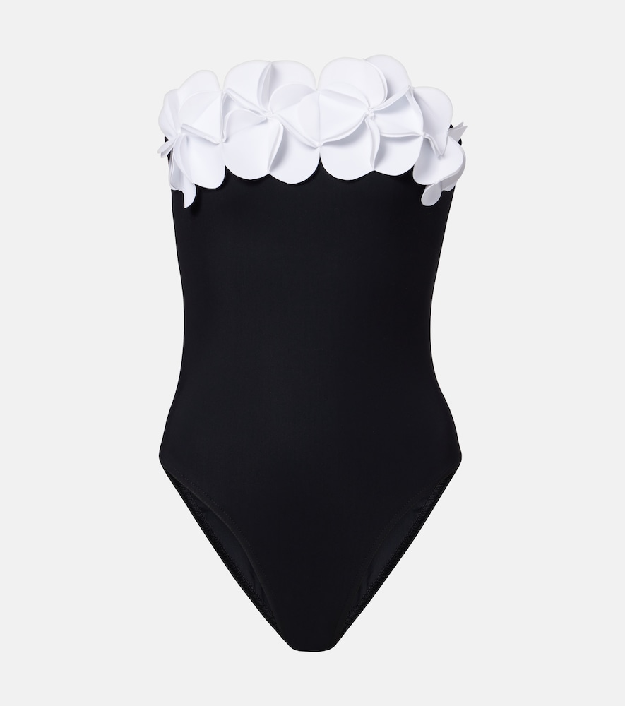 Tess floral-appliqué bandeau swimsuit