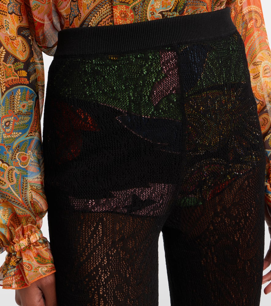 Cotton lace flared pants