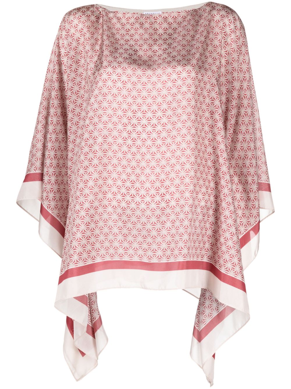 Starburst silk poncho top - Red