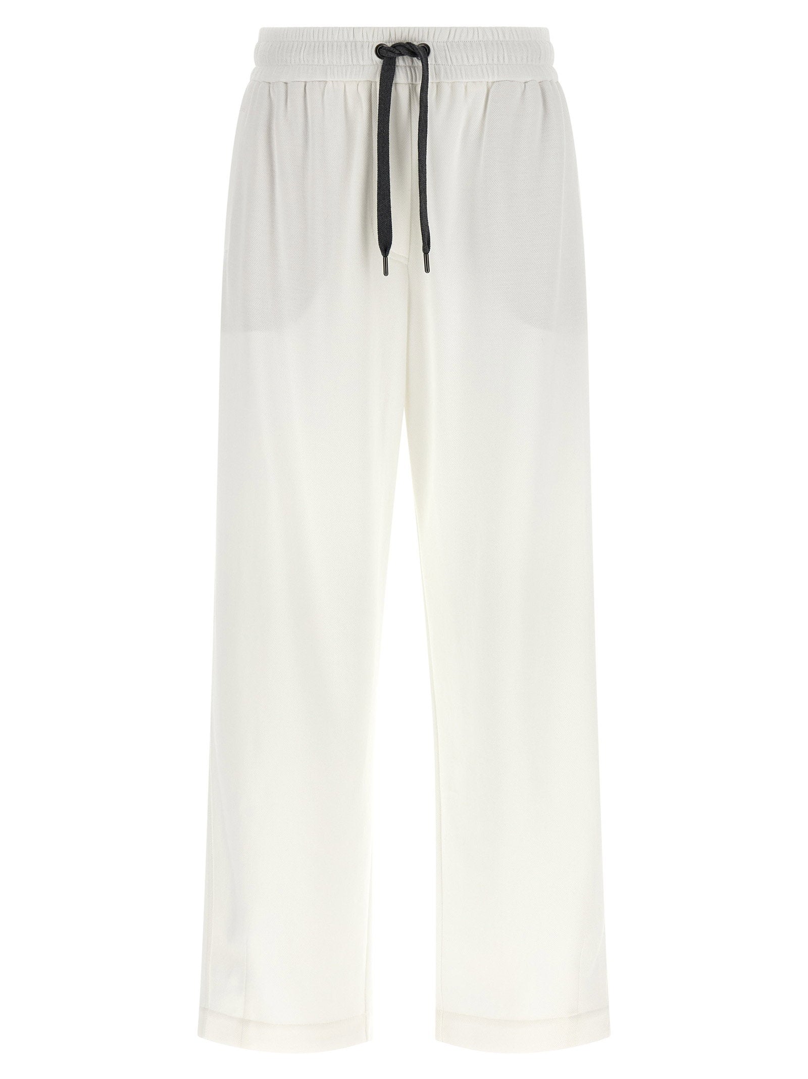 Cotton Piqué Track Joggers — White