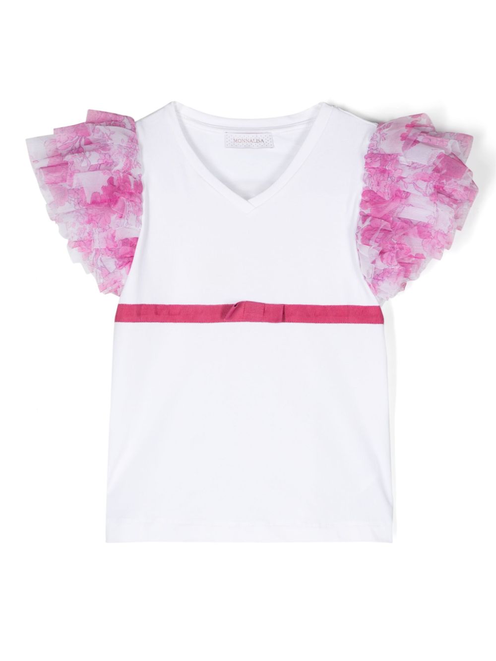 Bow-detail ruffled T-shirt - White