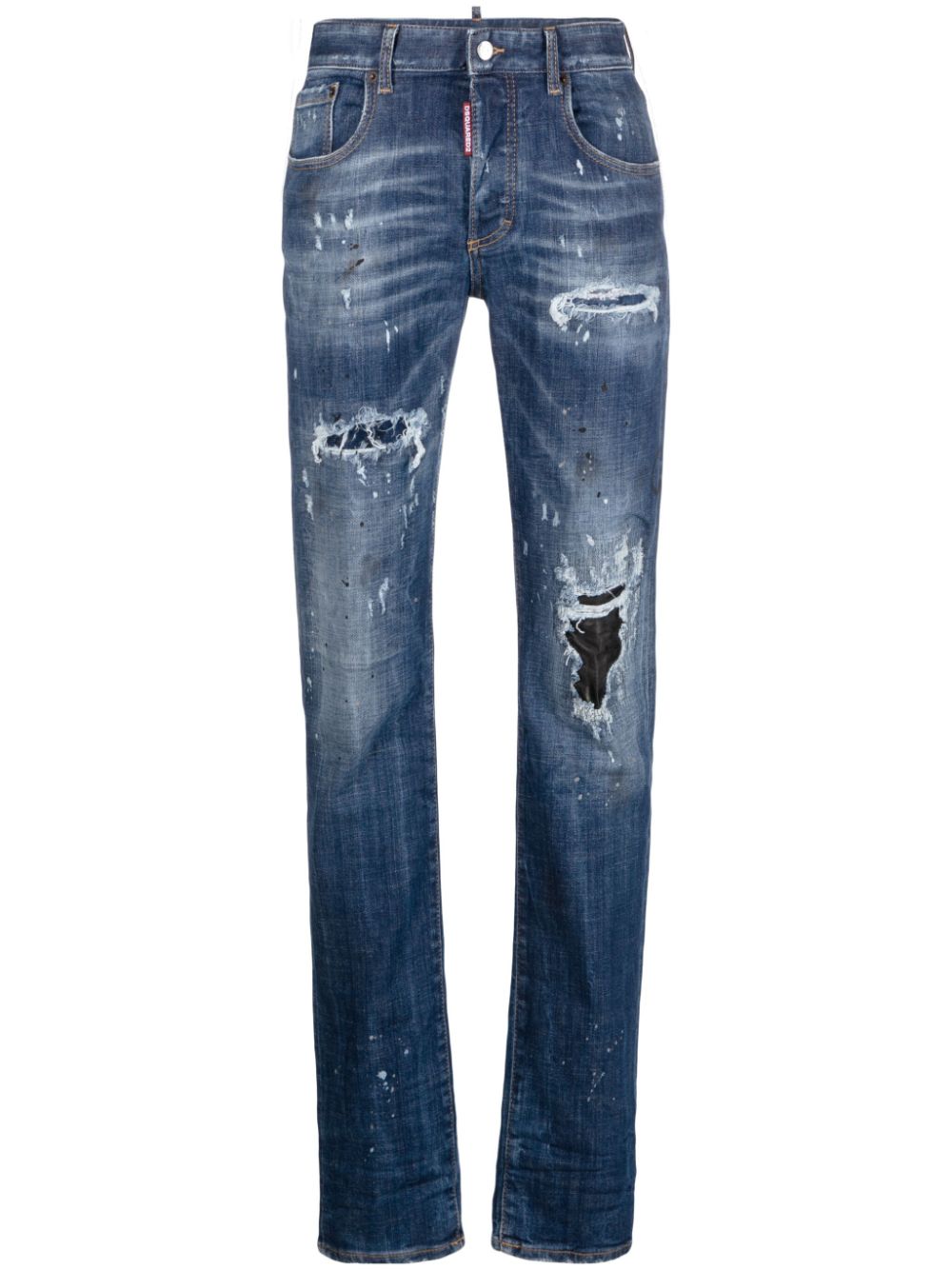 Mid-rise distressed jeans - Blue