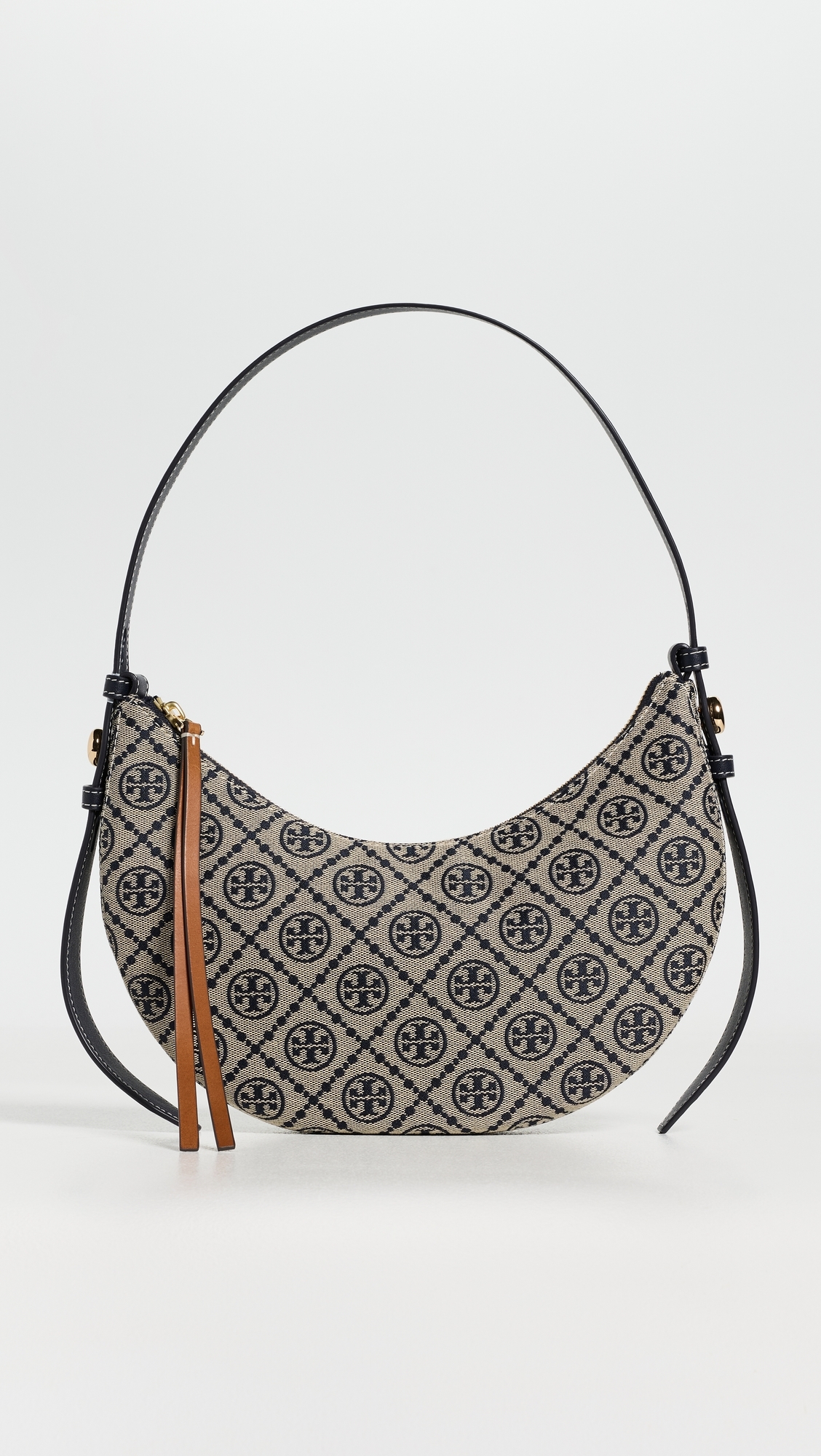 Romy T Monogram Half Moon Bag Tory Navy One Size