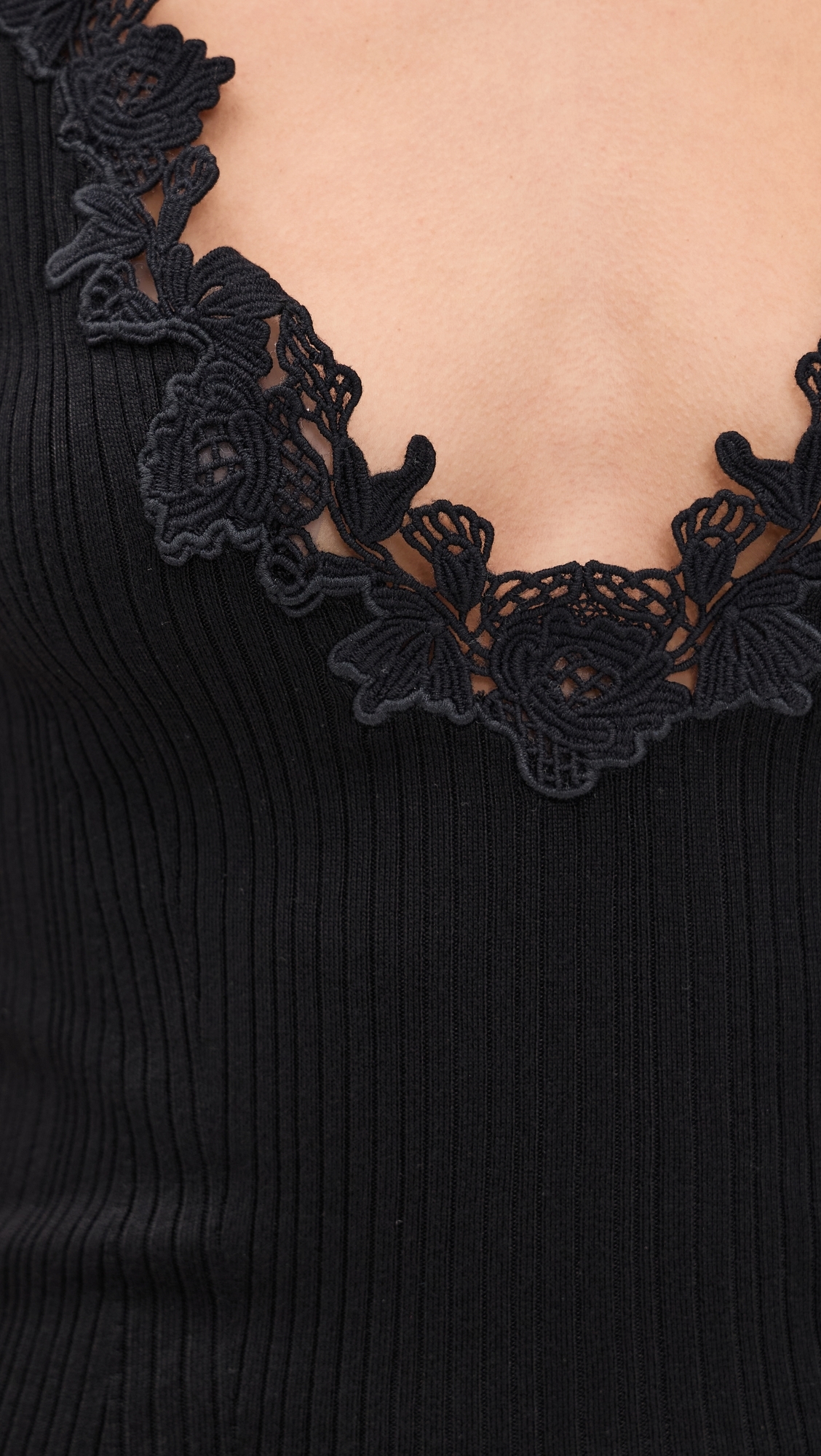 Ainsley Knit Camisole with Lace Noir