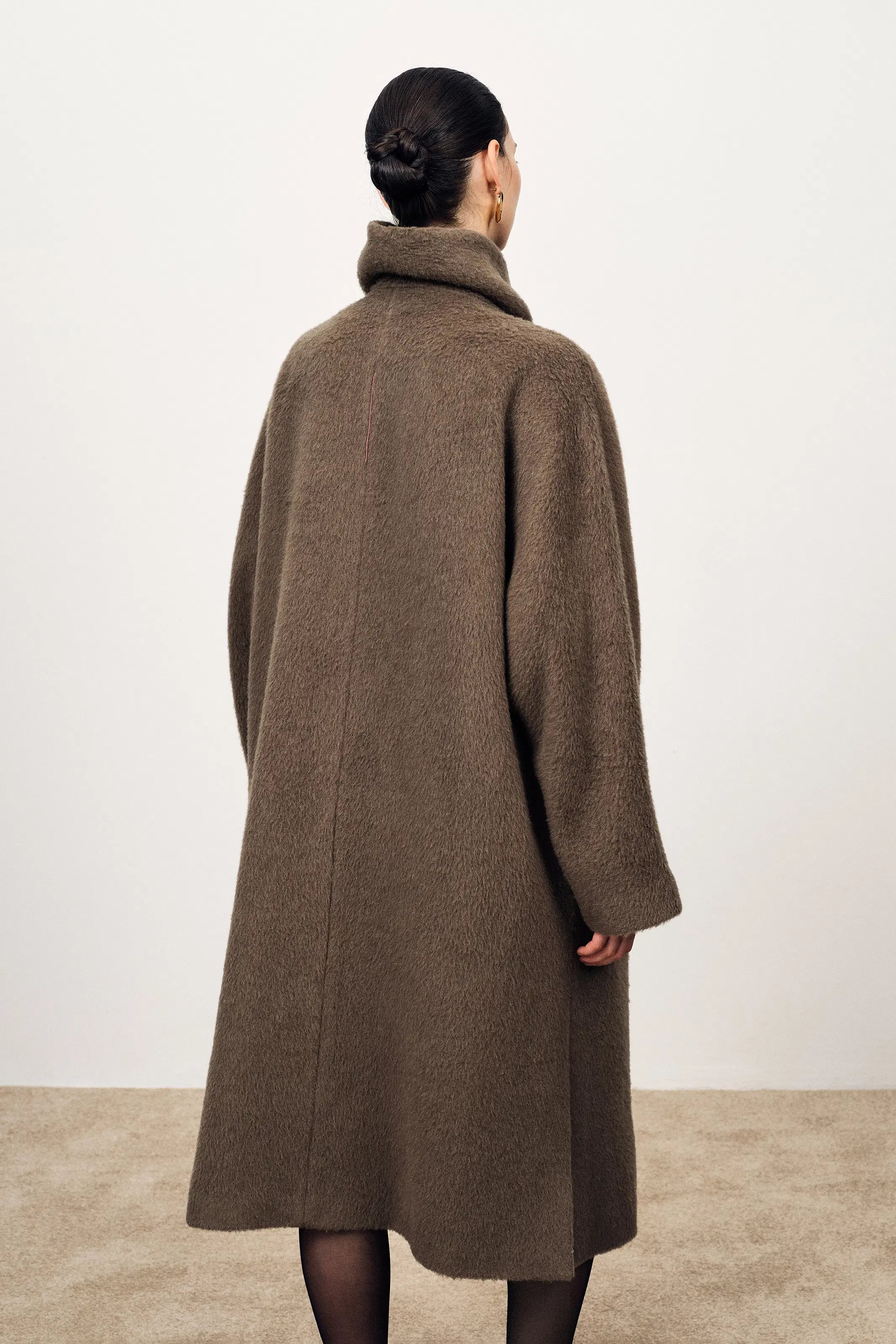 Lumi Mocha Wrap Coat in Alpaca Wool Blend