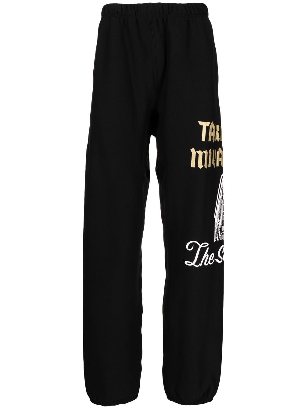 Side logo-print detail track pants - Black