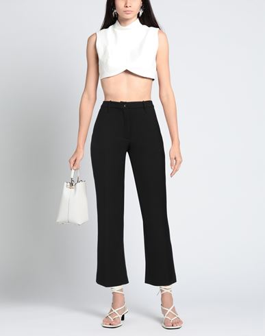 Woman Pants Black Size L Polyester, Viscose, Elastane