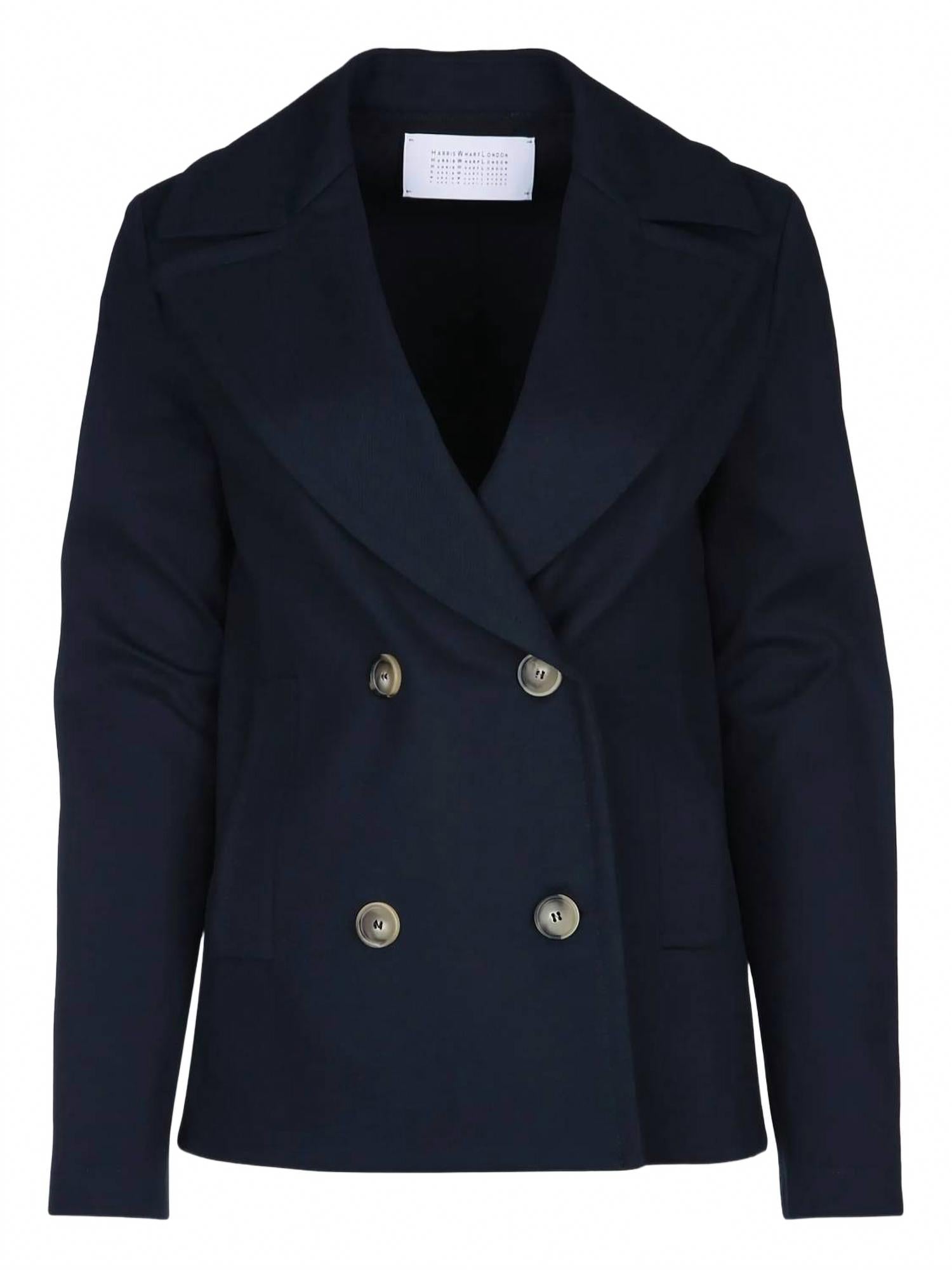 Women's Diagonal Loro Piana Fabric Peacoat In Navy Blue