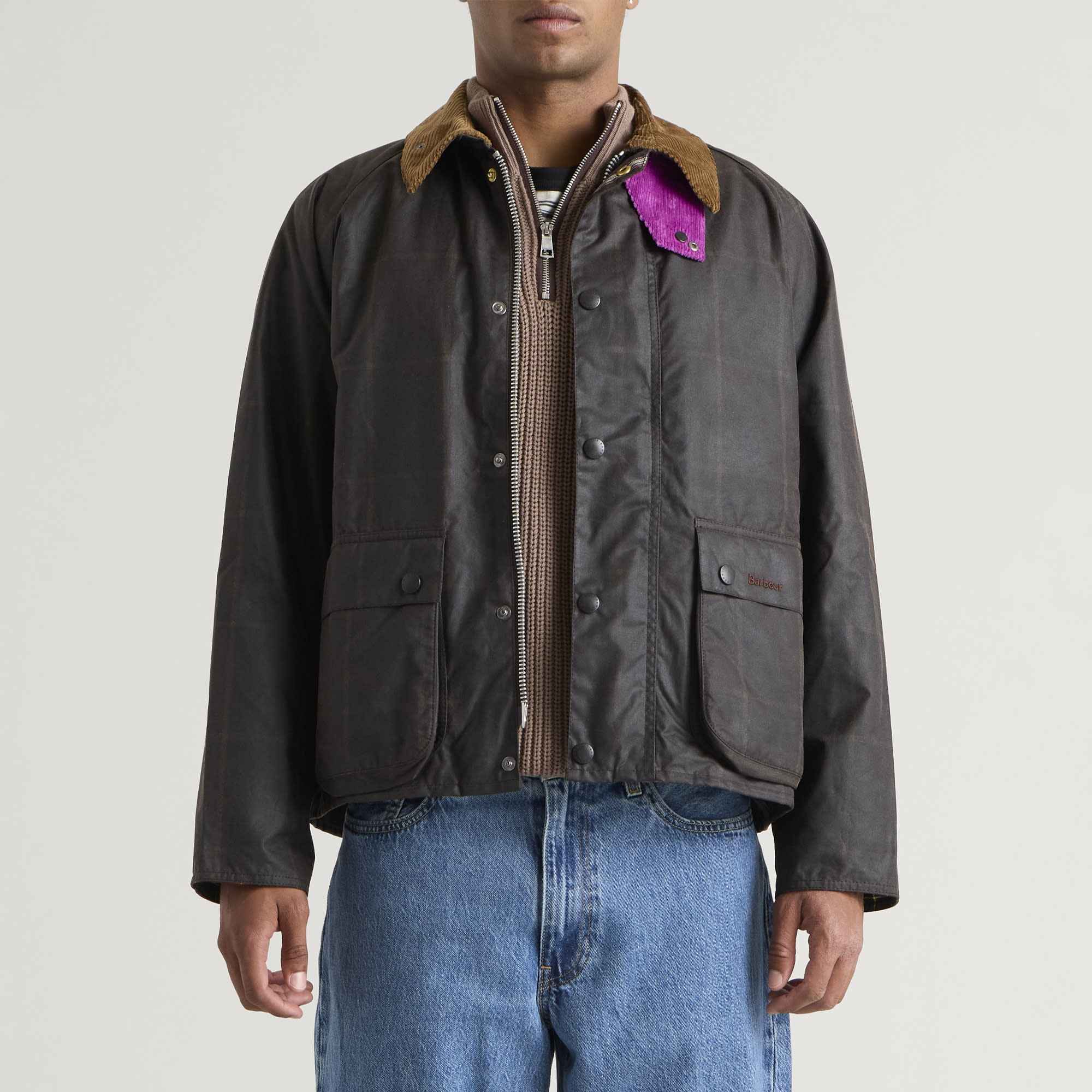 Men's x Paul Smith Transport Windowpane Wax Jacket in Rustic/Bark