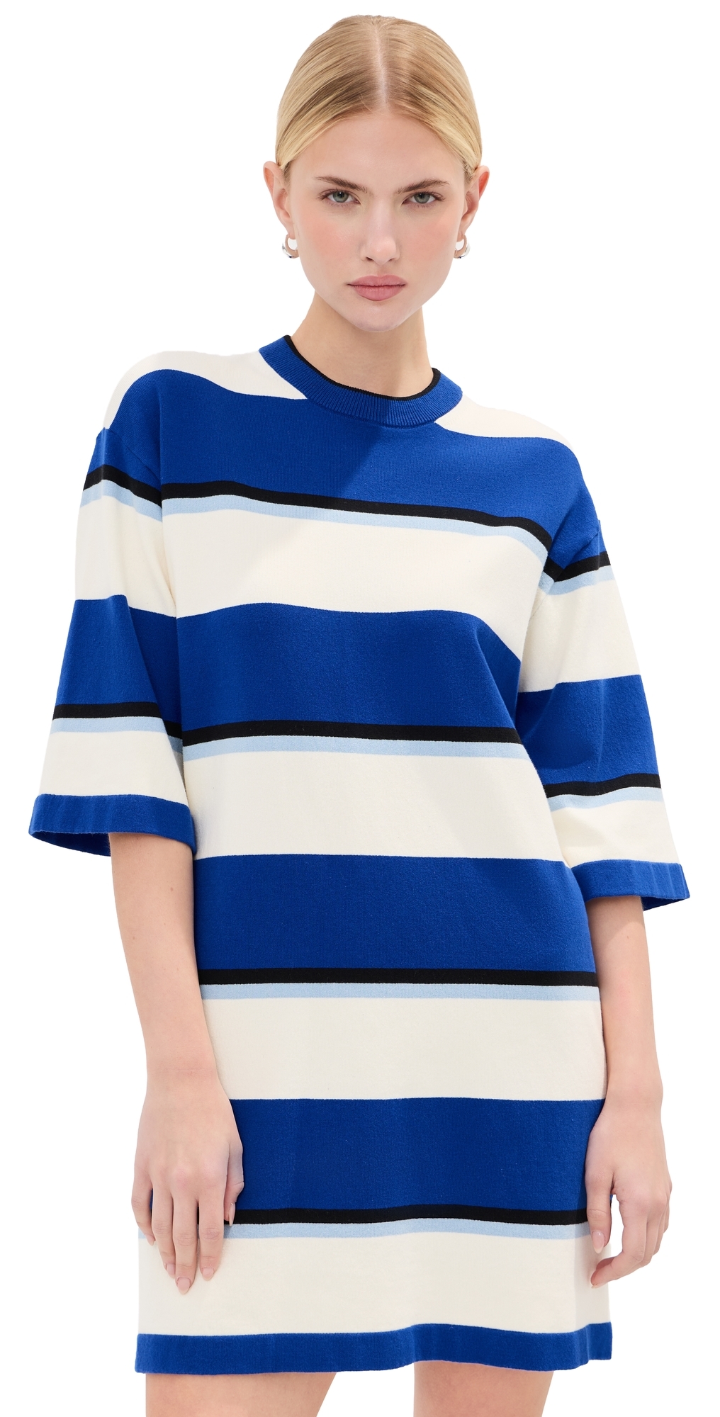 Mara Rugby Tee Dress Royal Blue/White