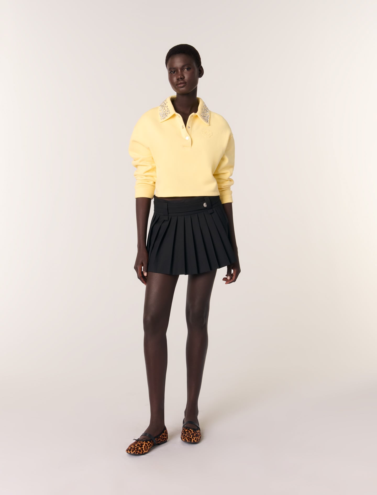Pleat detail mini skirt - Black