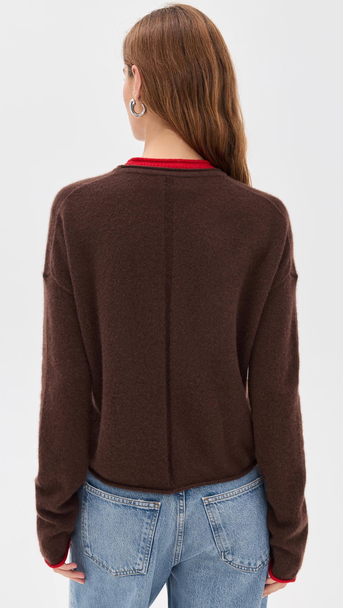 Rolled Neck Cashmere Sweater Chocolate/Tomato