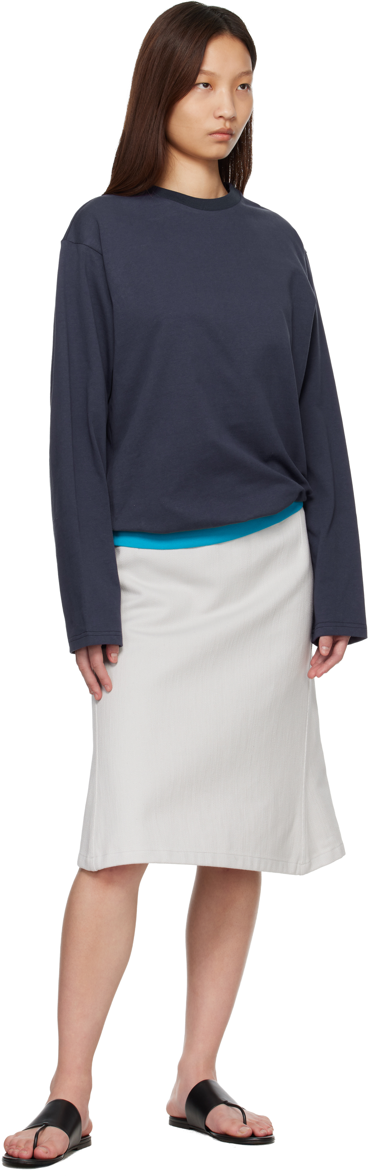 Navy Contrast Waistband T-Shirt
