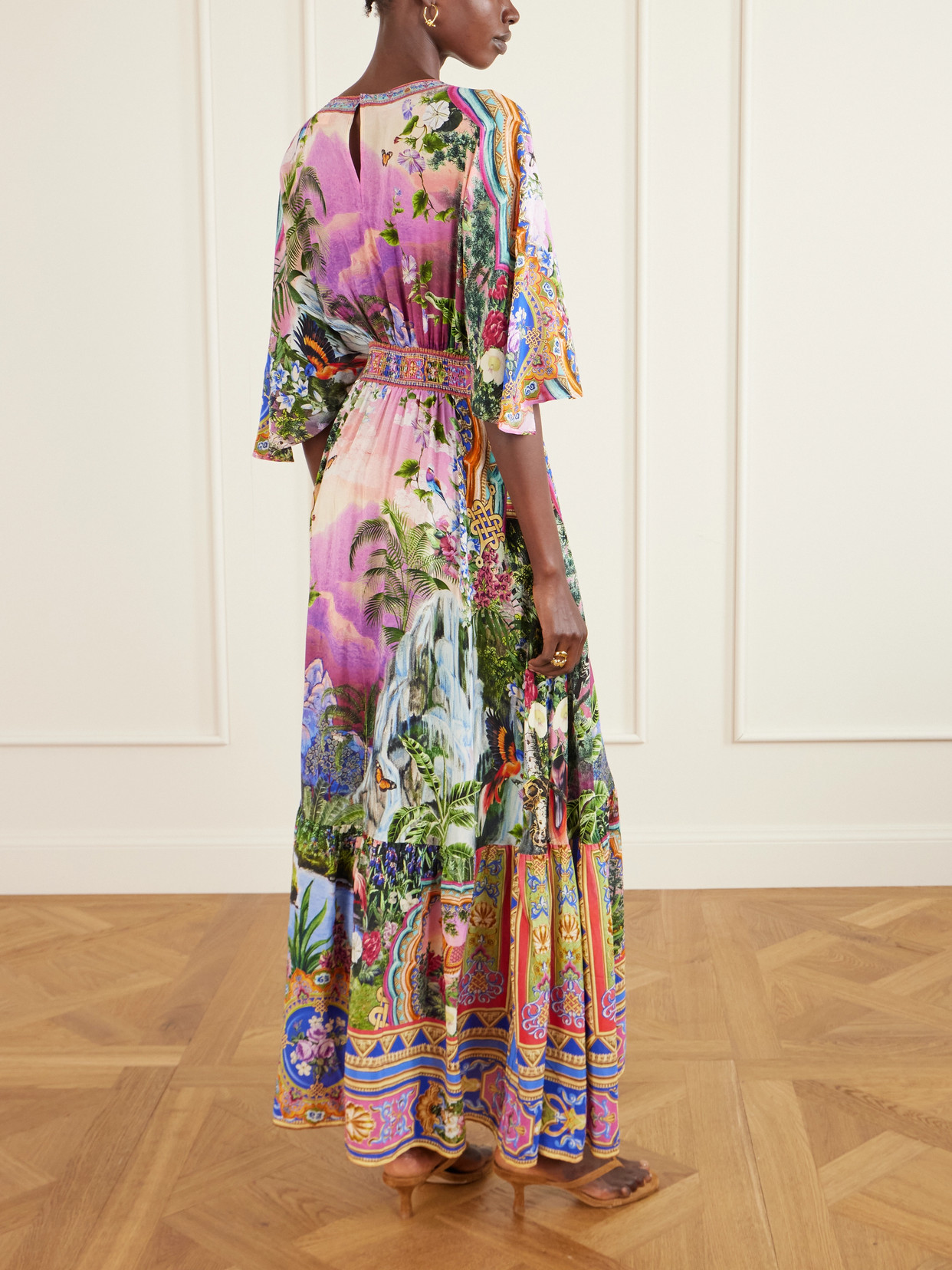 Crystal-embellished Printed Silk Crepe De Chine Maxi Dress - Multi