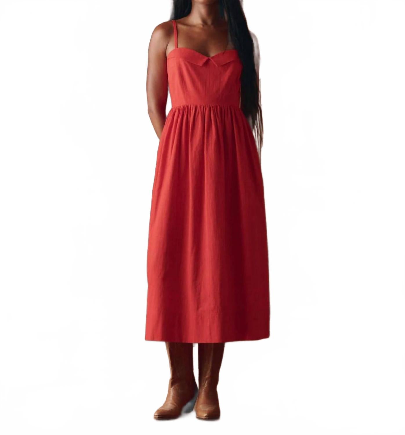 Verse Midi Dress In Hot Red