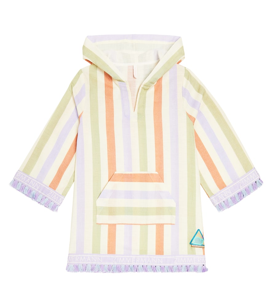Zimmermann Kids August striped cotton beach cover-up