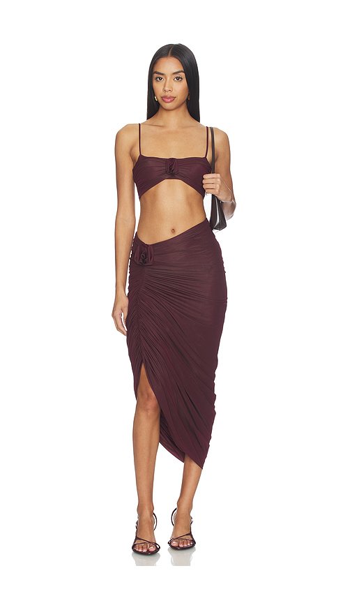 Maygel Coronel Medusa Top & Skirt Set in Wine