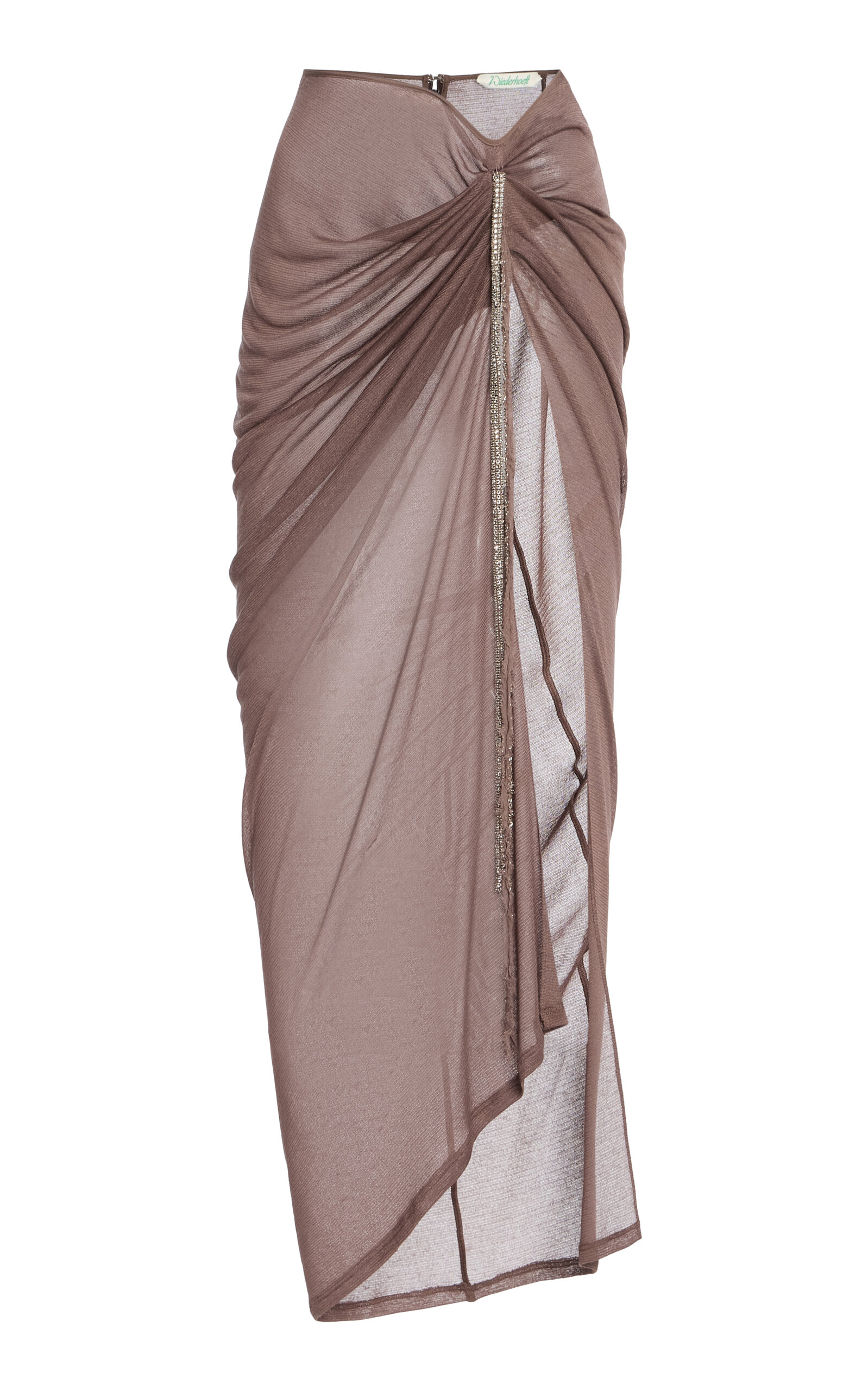 Embroidered Fine Crepe Mesh Maxi Skirt