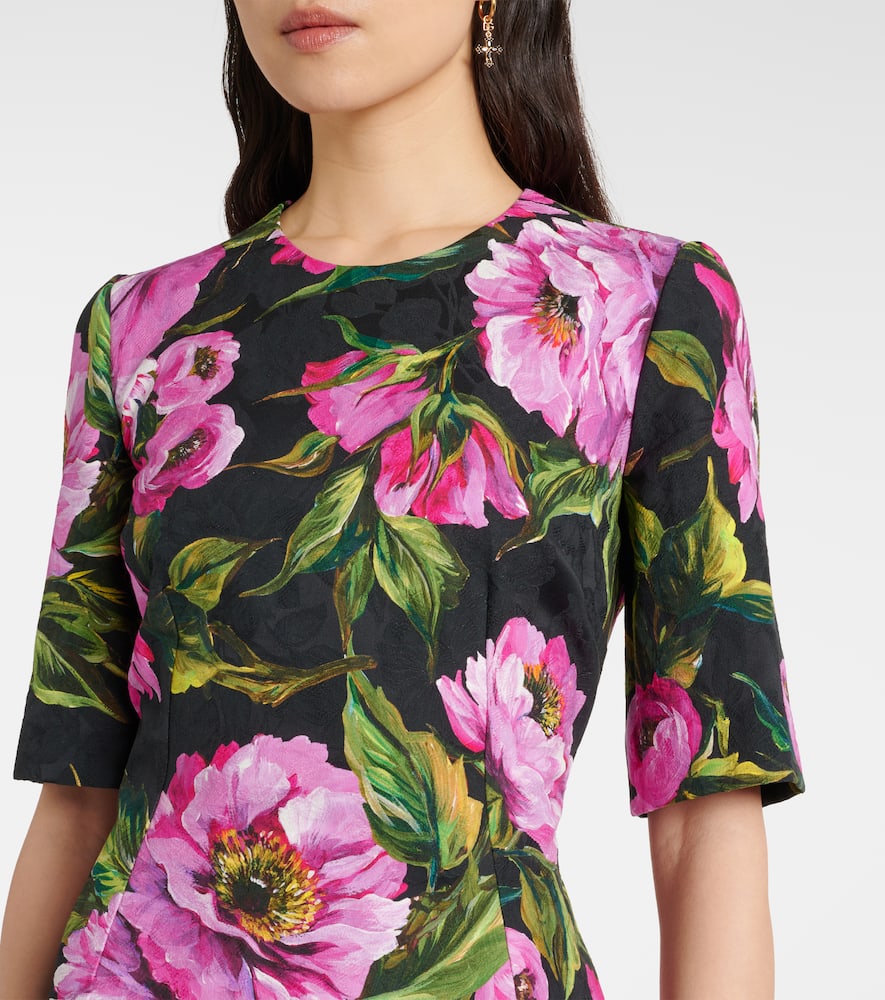 Floral cotton jacquard minidress
