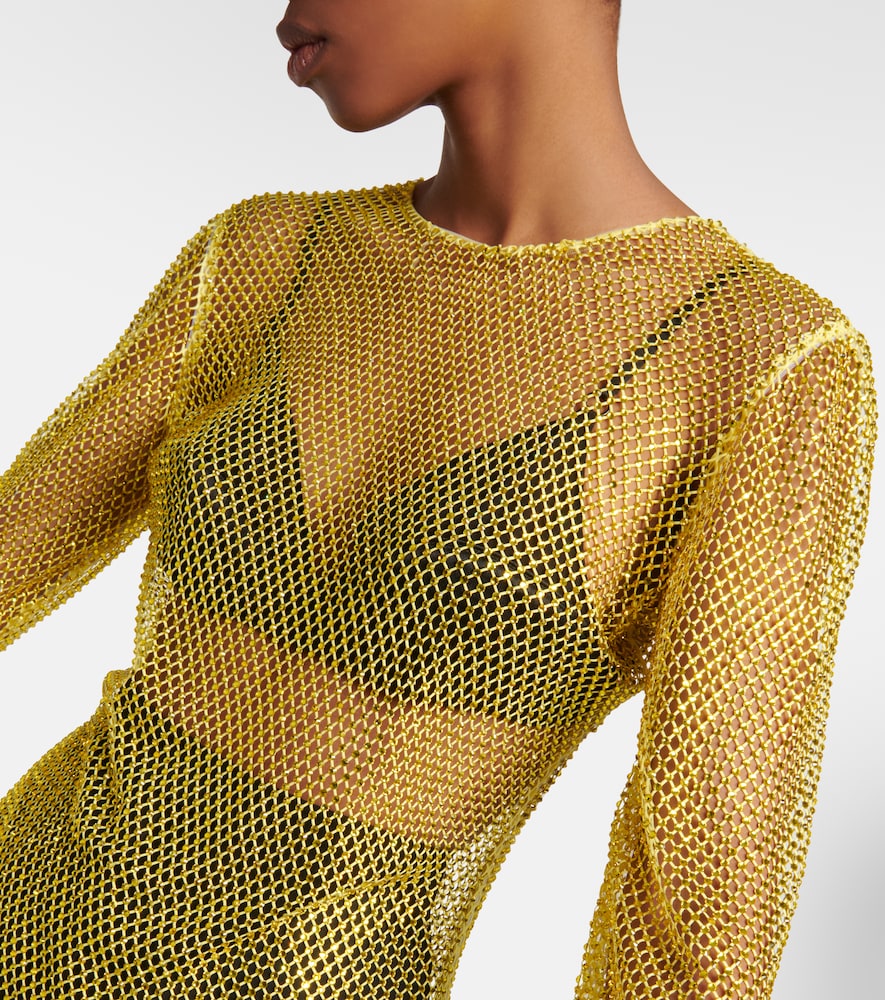 Crystal-embellished mesh top