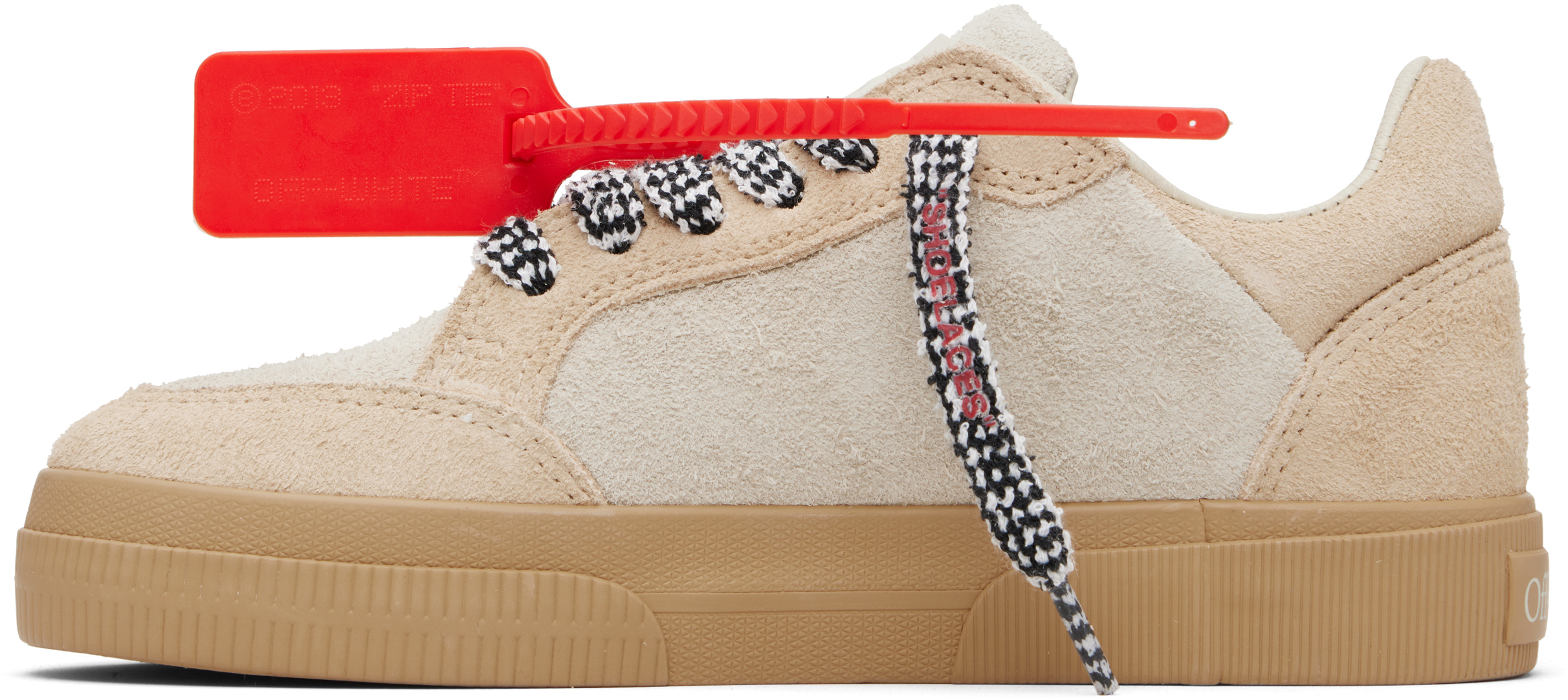 Beige Vulcanized Low Suede Sneakers