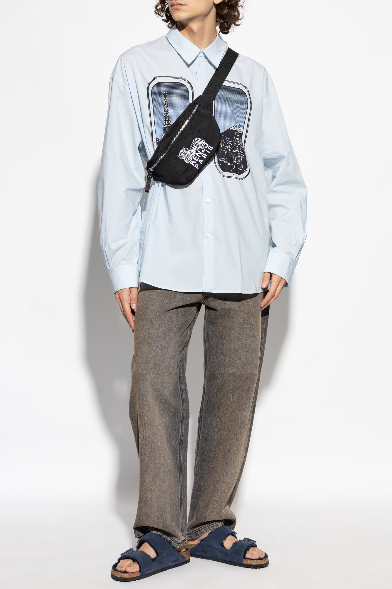 Printed Shirt, Men's, Light Blue