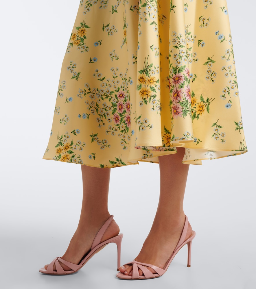 Floral silk twill midi dress