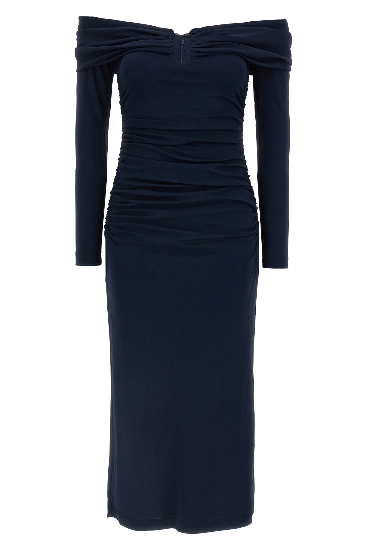 'Off-Shoulder 3/4 Slv Ruched Midi' Dress