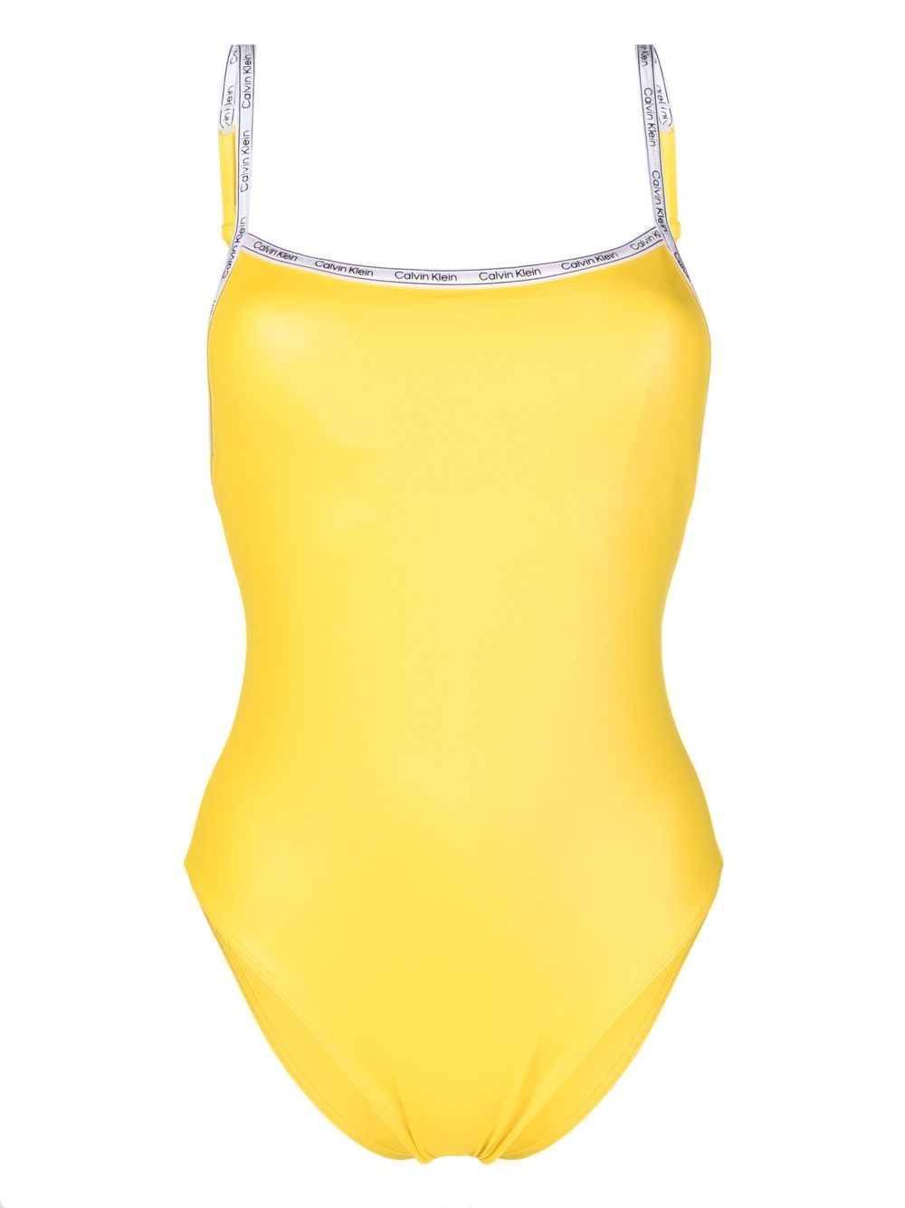 Logo-print strap swimsuit - Yellow