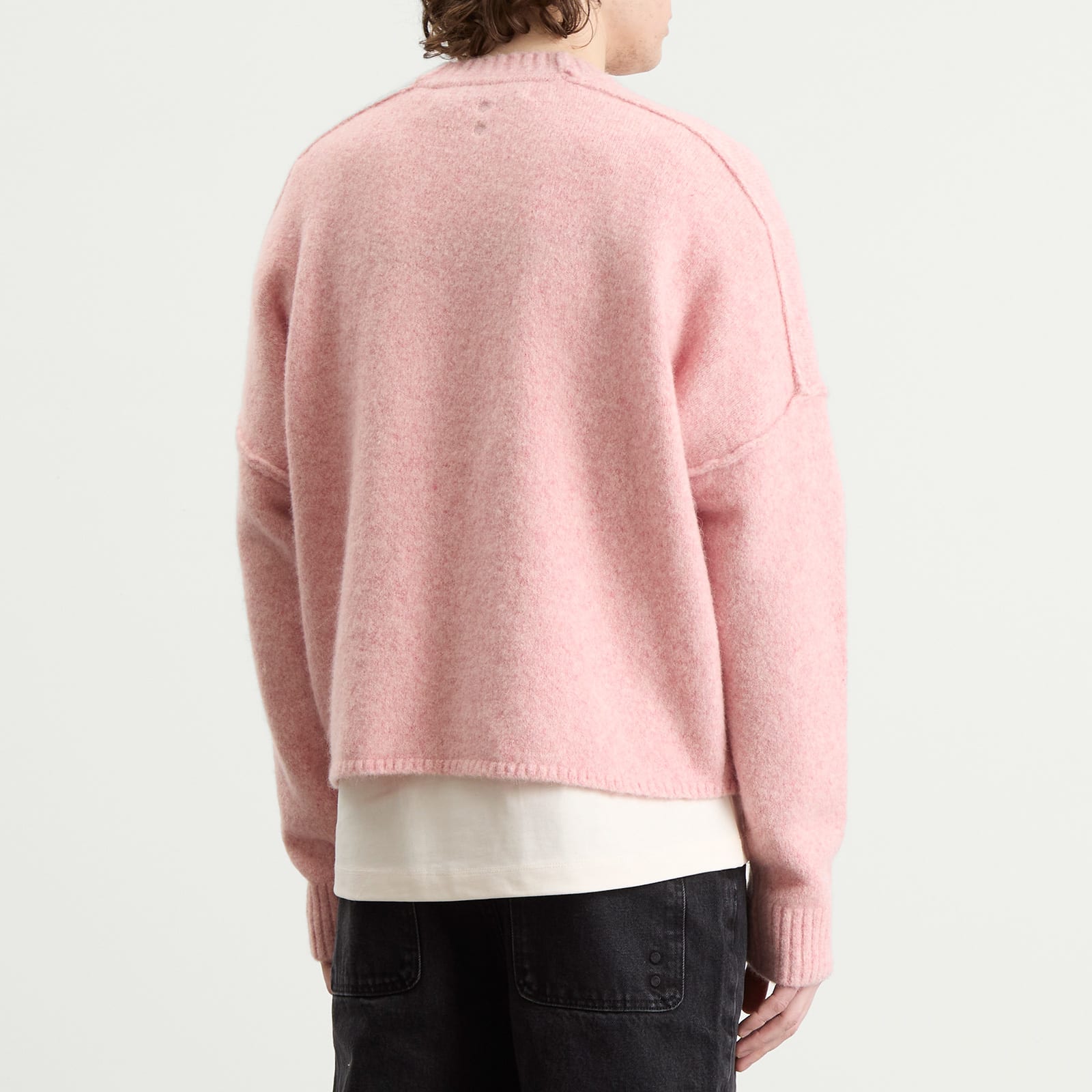 Men's Exposed Mock Neck Jumper in Pink