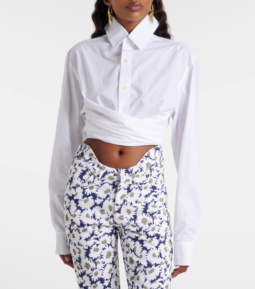Cropped cotton poplin shirt