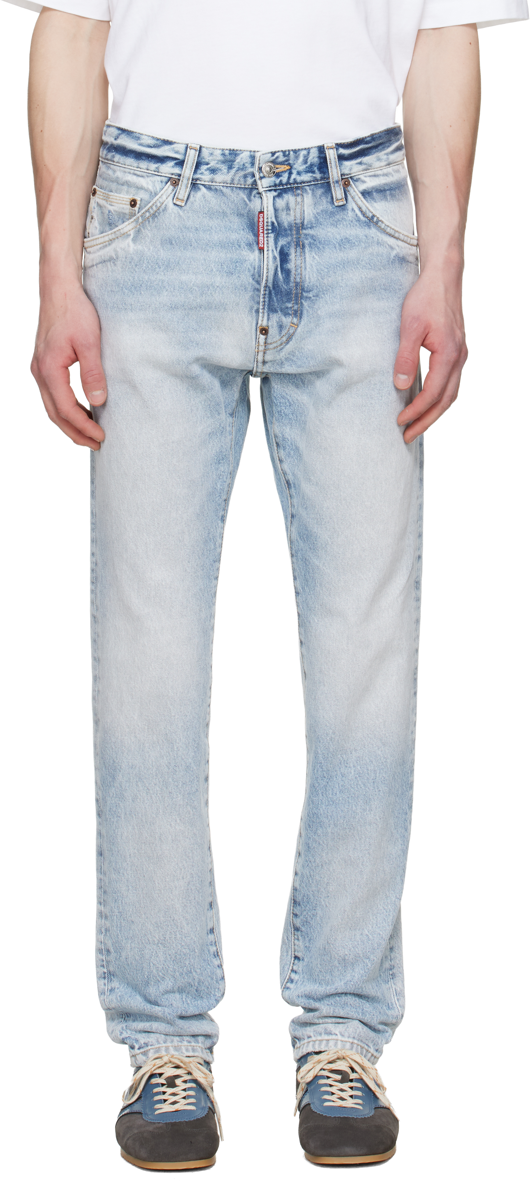 Blue Light Diagonale Wash Teddy Jeans