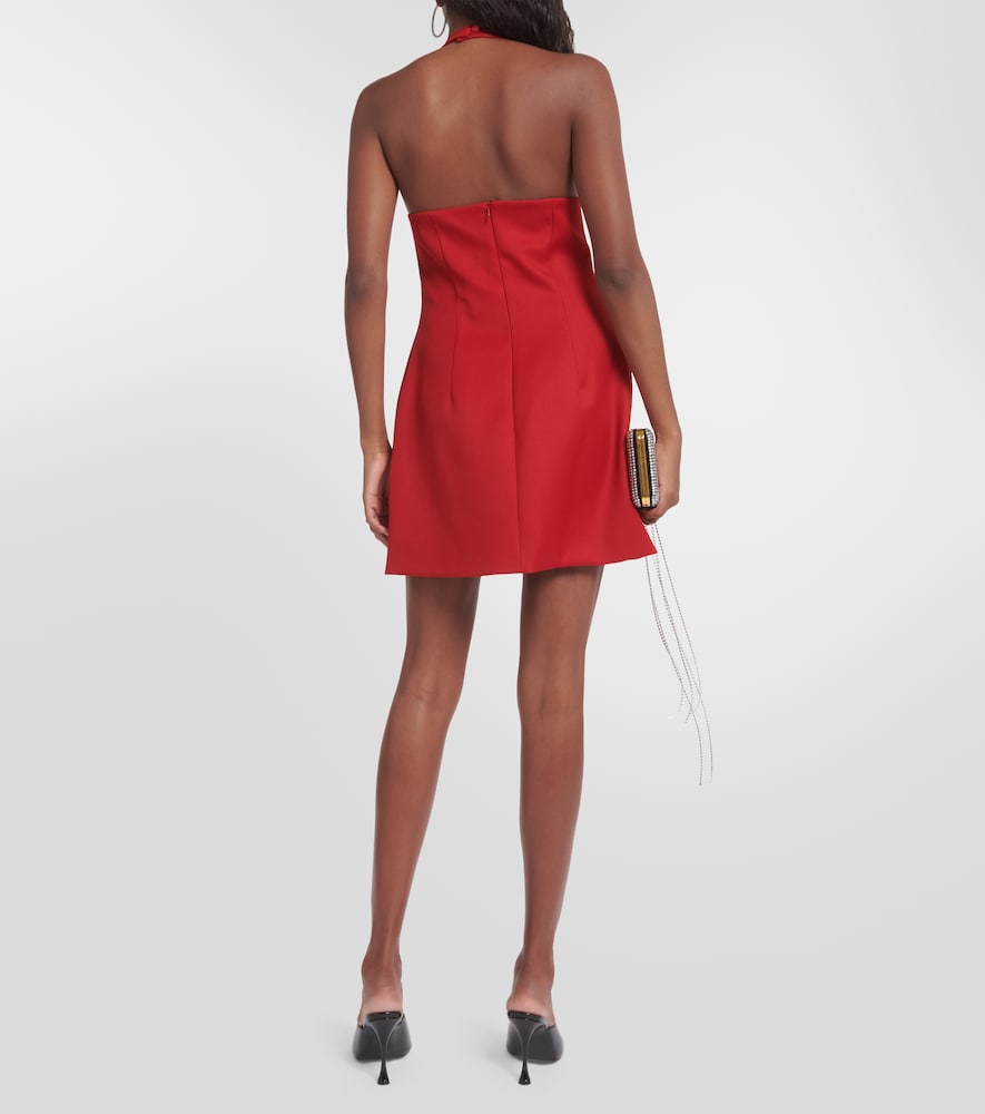 Halterneck virgin wool minidress